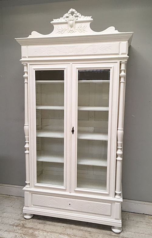 RENCH ANTIQUE GLAZED BOOKCASE / ARMOIRE